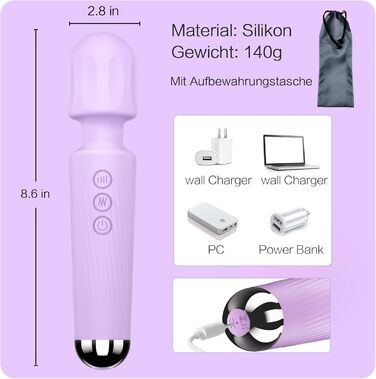 Вібратор дилда для жінок, G-spot, 8 режимів, стимуляція клітора, набір вібраторів (Рожевий, Світло-фіолетовий)