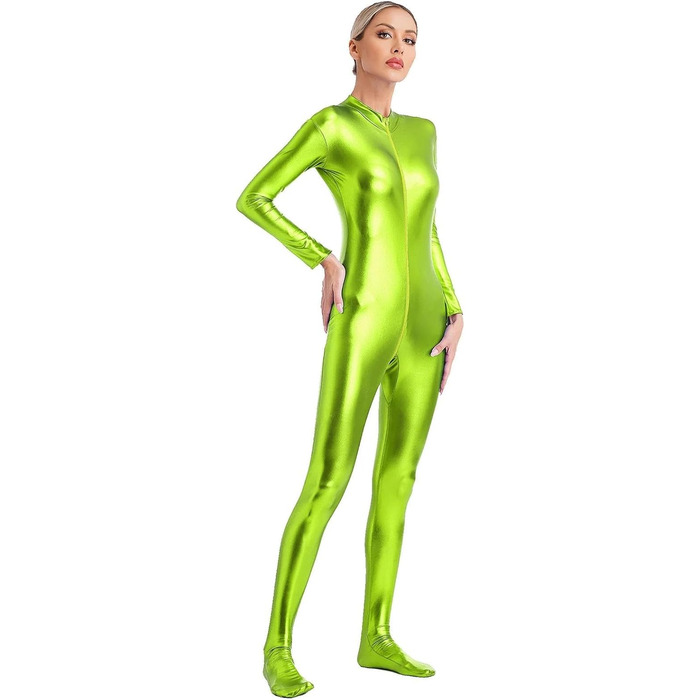 Жіночий комбінезон GRRKDFQ з довгим рукавом та блискавкою спереду (Хлопчато-зелений, розмір L)