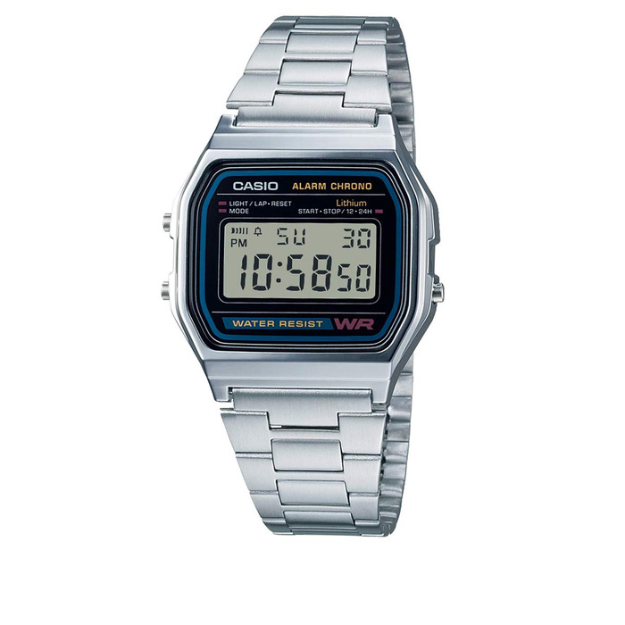 Кварцовий чоловічий годинник Casio Standard A158WA-1JF зі сталевим браслетом, класичний