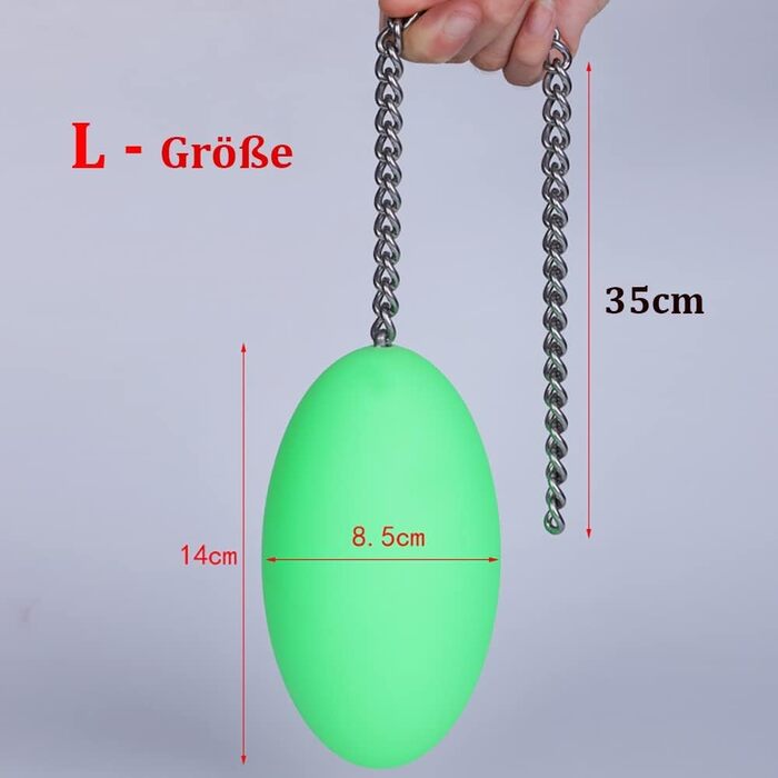 Анальний плаг Guspiun з силікону у формі яйця, з металевим ланцюгом, 8.5 см, зелений
