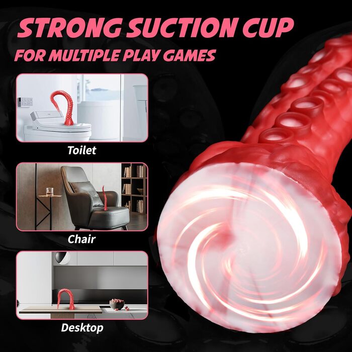 Анальний дилдо Nothosaur ALLA Platinum-Silikon 55см з присоском для жінок та чоловіків, червоний, з ефектом нагрівання