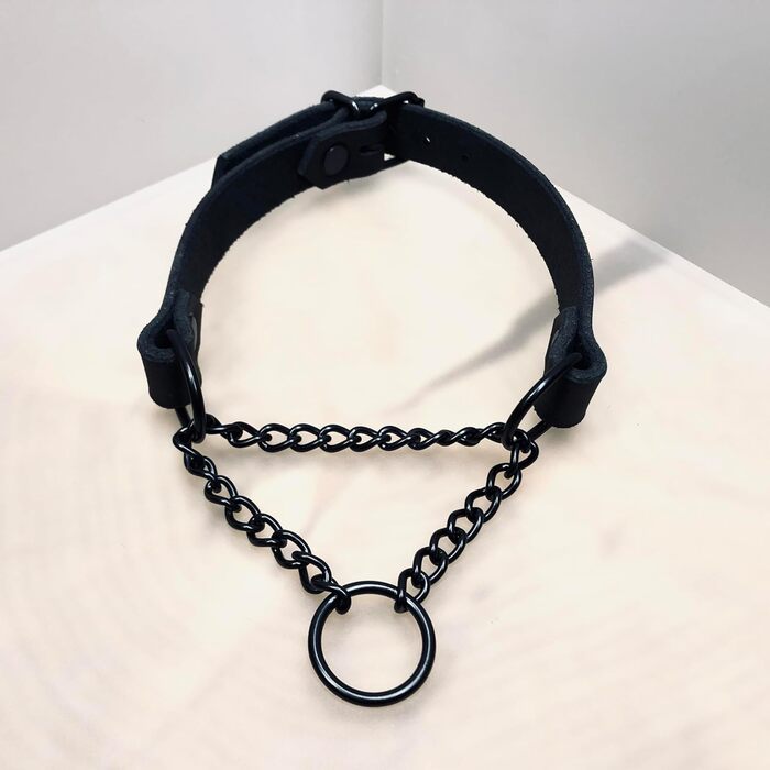 Шкіряне намисто з ланцюгом, готичне намисто з ланцюгом, намисто BDSM (довжина 42-48 см)