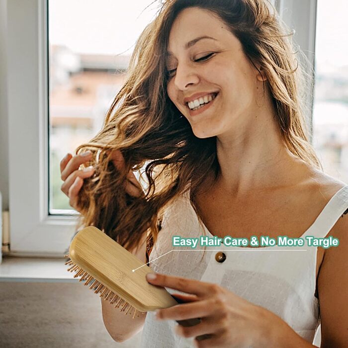 Набір еко-брашів з натурального бамбука для масажу шкіри голови, гребінці-щітки для жінок, чоловіків та дітей (квадратні, 4 шт.)