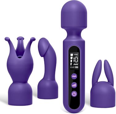 Набір вібраторів для жінок: масажний стрижень з 3 насадками, LCD-дисплей. Вібратори для дорослих: стимулятори G-точки, ануса та пеніса. 10 режимів, для чоловіків та жінок