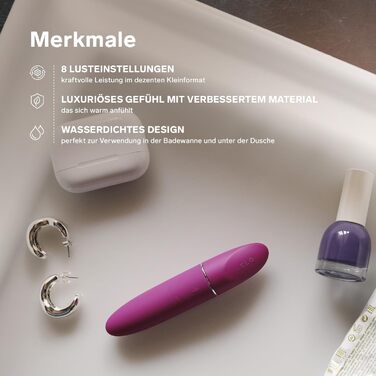 Вібратор LELO MIA 3 для жінок, міні-вібратор у стилі помади, 8 режимів, Deep Rose