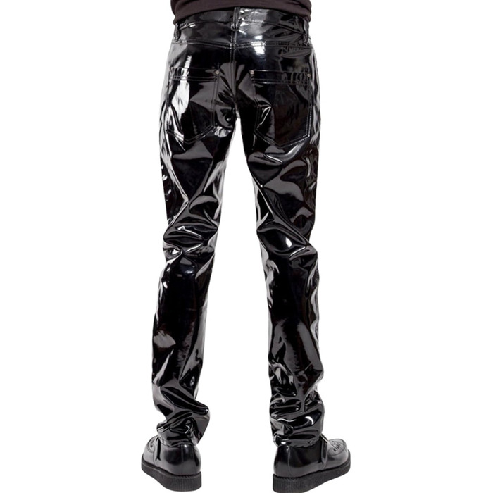 Чоловічі лосини з ефектом мокрого блиску Yeahdor, з вирізом, чорні, XXL