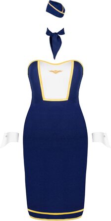 Костюм Selente Love & Fun: костюм горничної та стюардеси, чорний та синьо-білий, M-L, з маскою для очей, Made in EU