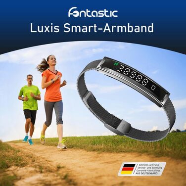 Смарт-годинник Fontastic Smartband Luxis у ювелірному стилі, LED-дисплей, моніторинг пульсу, SpO2 та стресу, трекер сну та крокомір, Bluetooth 5.3, водозахист 1ATM, металевий та силіконовий ремінці (Сірий)