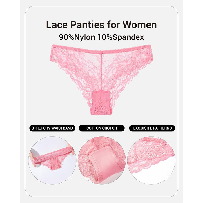 5 пар жіночих мереживних трусиків Танга. Зручні, дихаючі, мереживні трусики-сліпи для жінок. Розміри S-XL. Якісні жіночі трусики-бікіні.