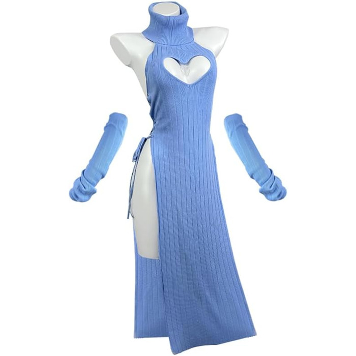 Костюм Чонгсам KORURACLUB Love: Преміум якість, Cosplay, білий/чорний, S-M (блакитний)