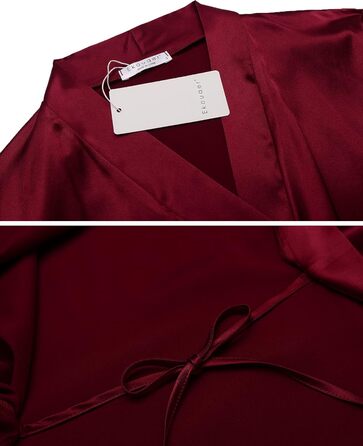 Халат та нічна сорочка Ecouaer для жінок з атласу, сексуальна піжама, комплект 2 шт. (червоний, S)