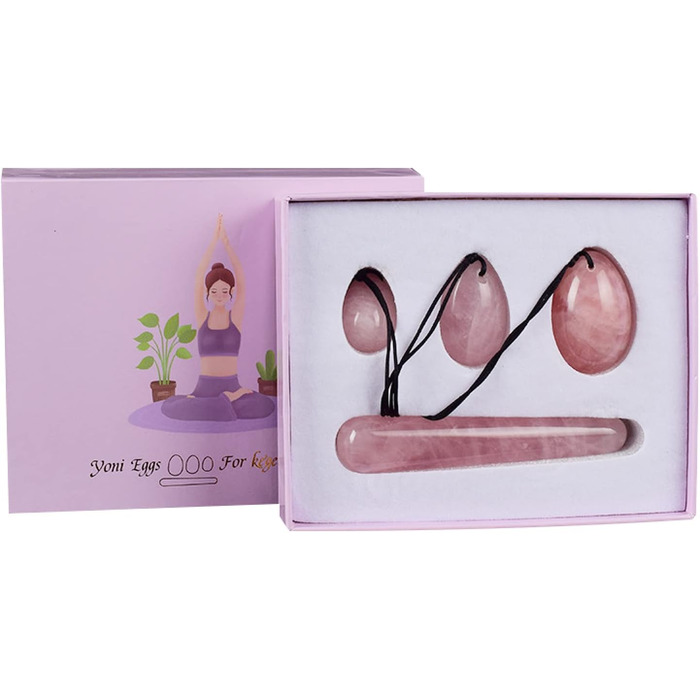 Набір каменів для вагінального тренінгу Кегель з рожевого кварцу (Рожевий кварц)