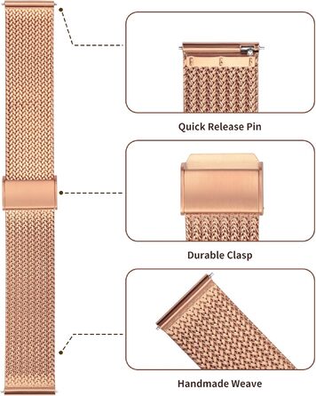 Міланський ремінець для годинника з нержавіючої сталі TStrap Mesh 20мм — металевий замінний браслет зі швидким замком для смарт-годинника (чорний, унісекс)