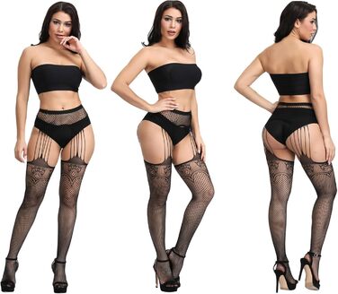 DRESHOW 6 пар мереживних шкарпеток-сіток з високою талією для жінок (6 пар в наборі)