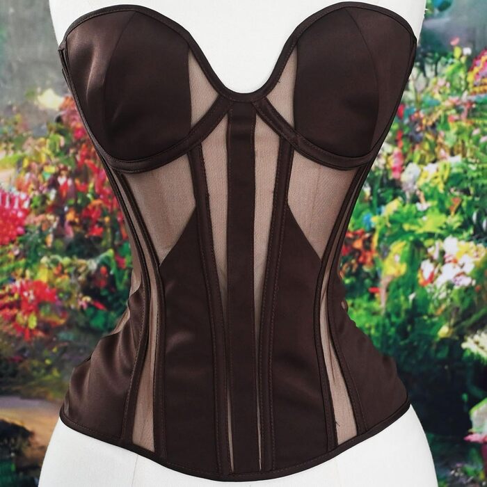 Жіночий корсет-топ готичний корсаж на Хелловін вінтажний корсет середньовічний корсаж корт без рукавів корсет-танк топ стеampunk під грудьми ренесансний корсет для корекції фігури бюстгальтер (кофе, XXL)
