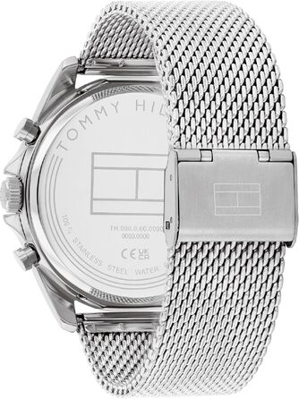Чоловічий кварцовий годинник Tommy Hilfiger з багатофункціональним циферблатом, сталевим та шкіряним ремінцями (Сірий, Mesh)
