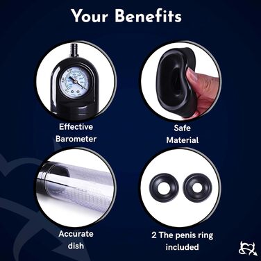 Пумпа для збільшення статевого члена з ручним приводом, 2 кільця, механізм натягу, барометричний дисплей, секс-іграшки для чоловіків, 22 см, прозора