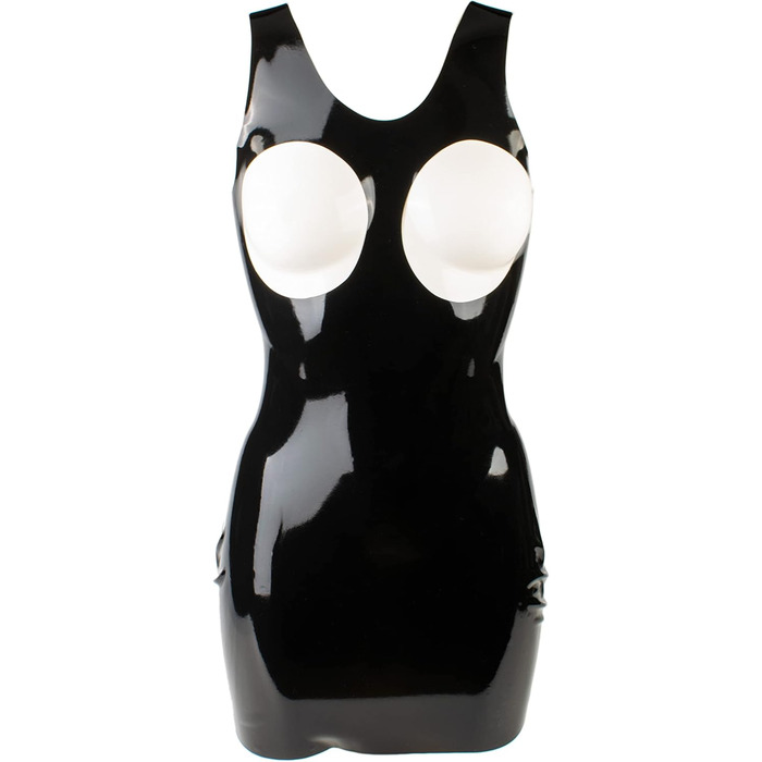 Латексне міні-плаття Rubberfashion - чорне, 0.4 мм, без бретелек, для жінок XL