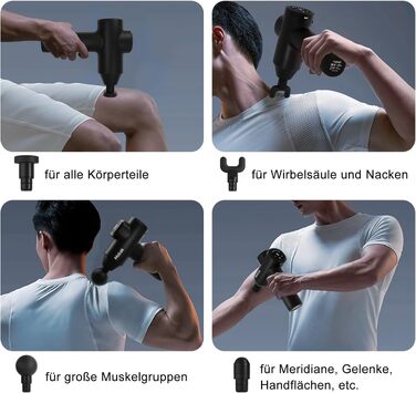 Перкусійний масажер Mebak 7 Massagepistole: електричний пістолет для глибокого масажу м'язів та фасцій, 5 рівнів швидкості, для спини та ніг (чорний)