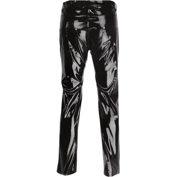 Чоловічі лосини з ефектом мокрого блиску Yeahdor, з вирізом, чорні, XXL