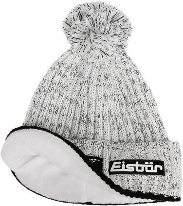 Жіноча зимова в'язана шапка Eisbär Naja Crystal з помпоном та підкладкою, біло-чорна (один розмір), Made in Austria