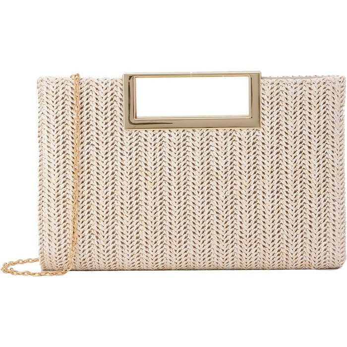 Жіночий соломий clutch-клатч EVEOUT: літня плетена сумка через плече для вечірок, весіль та відпустки, бежева