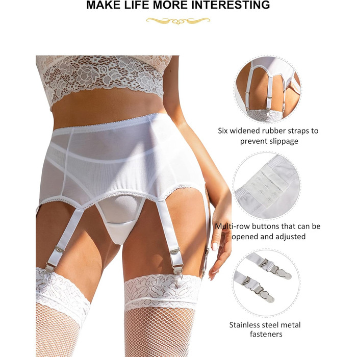 Жіночий корсет-стрінг з широкими стріжками ComeOnDear. Комплект сексуальної білизни з стріжками, стрінг-стріжками та металевими кліпсами. Розміри M-L.