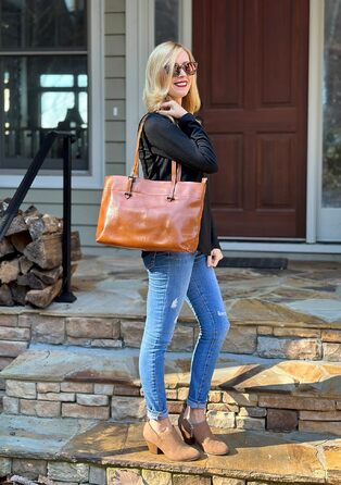 Жіноча сумка-шопер S-ZONE з натуральної шкіри корови, велика сумка через плече та тоут (Коричнева)