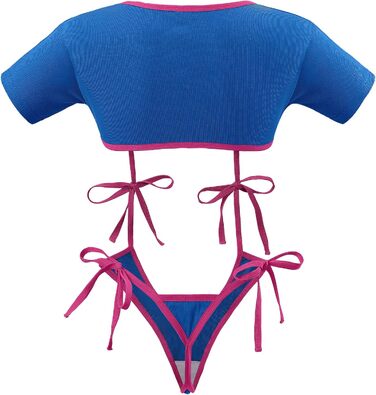 Комплект жіночої піжами з бавовни LittleForBig: бра-топ та трусики з мереживом, спортивний стиль, блакитний, 3XL