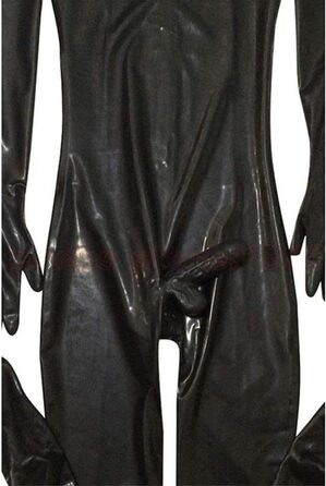 Чоловічий костюм для ролевих ігор з шкіри, чорний, з відкритим носом. Костюм для ролевих ігор, скін-сьют, для чоловіків.