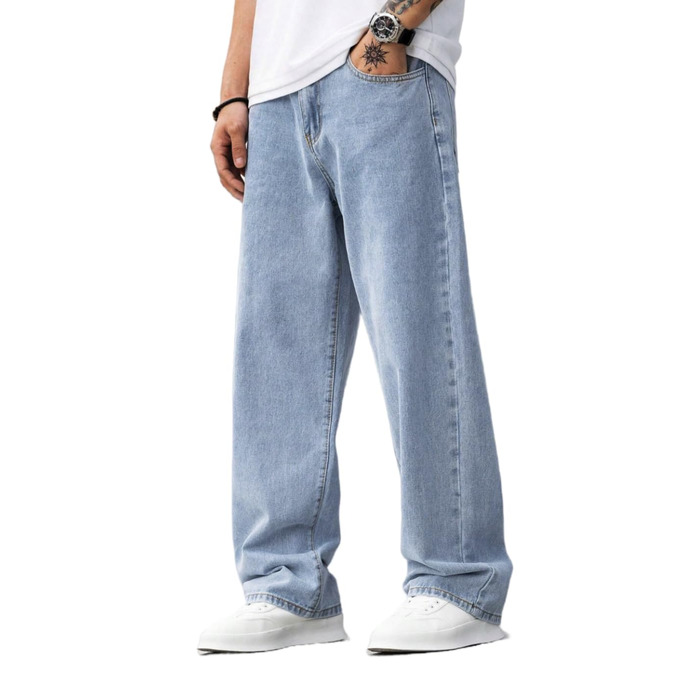 Чоловічі широкі джинси Baggy Y2K у стилі стрітвір, вінтажні вільні штани Loose Fit світло-блакитного кольору, розмір M