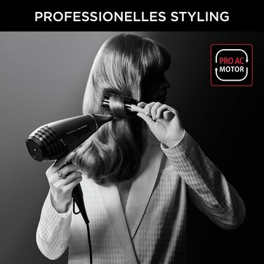 Фен для волосся Rowenta x Karl Lagerfeld K/Pro Stylist CV888L з іонізацією, професійний, чорний/червоний