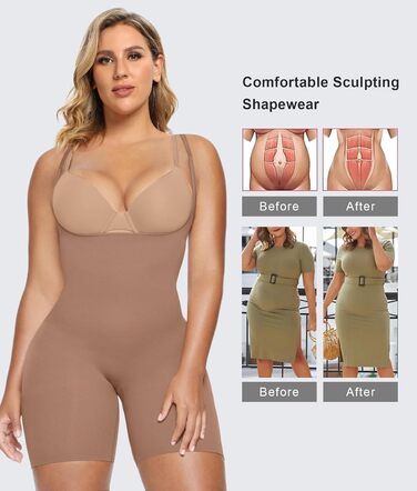 SHAPERX Формотворчий боді для жінок, спідниця Sienna-Shorts, XXS-XS