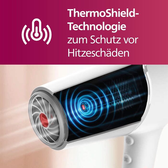 Фен для волосся Philips 5000 Series BHD500/20 з технологією ThermoShield, іонізацією, 2100 Вт, білий, з диффузором та стилізуючою насадкою