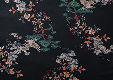 Халат жіночий Ledamon, довгий, з кишенею, квітковий принт, чорний (один розмір)