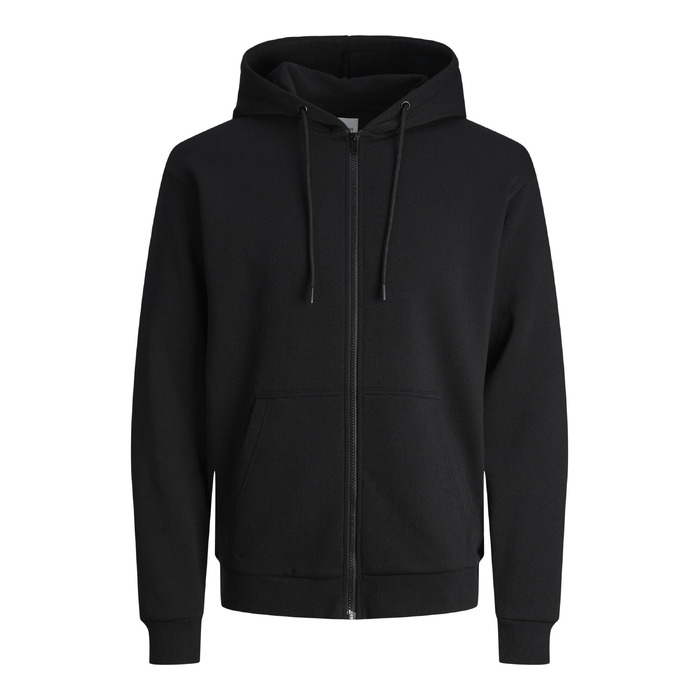 Чоловіча худі на блискавці JACK & JONES одноколірна чорна, розмір XL