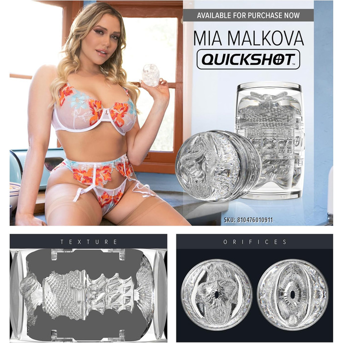 Мастурбатор Fleshlight Quickshot Mia Malkova, прозорий, 11 см