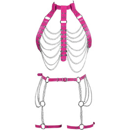 Жіночий комплект: тілесний ланцюжок, ланцюжок на стегна, стрінги, панталони-підтяжки
