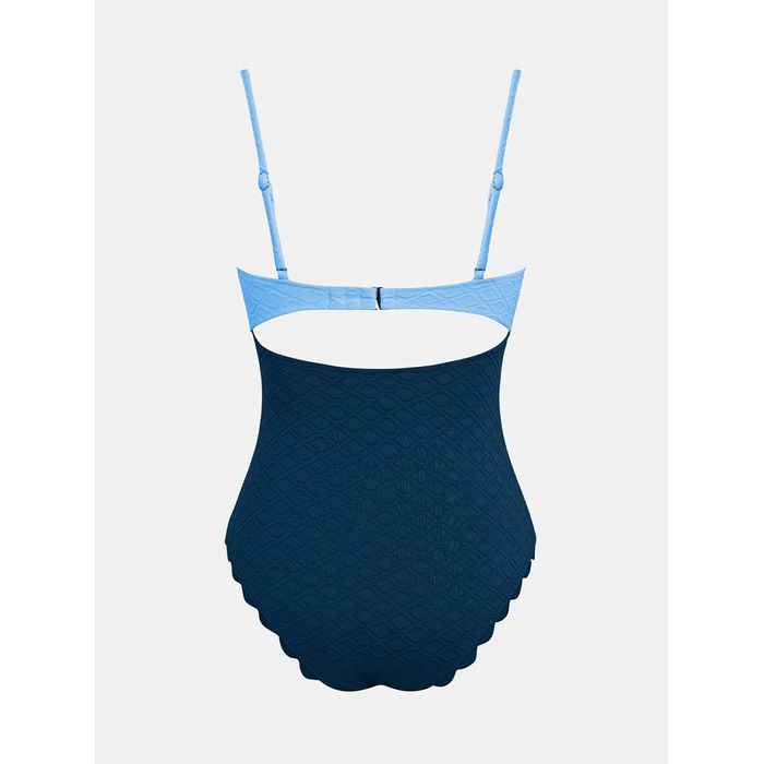 Купальник CUPSHE Daen однотонний, виріз, блакитно-синій (XL)