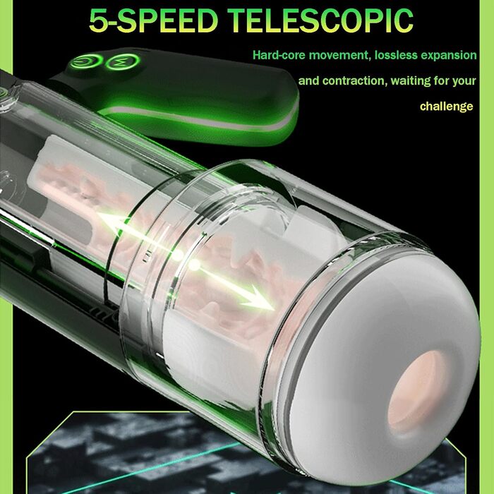 Електричний мастурбатор для чоловіків з подвійним руків'ям, 5 режимів всмоктування, 5 телескопічних відстаней та 10 вібрацій, реалістична 3D-структура вагіни