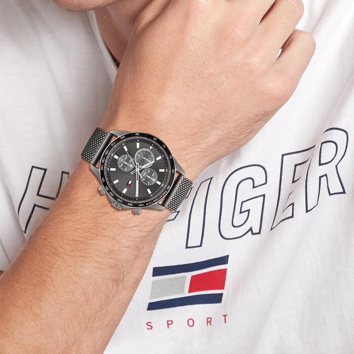 Чоловічий аналоговий кварцовий годинник Tommy Hilfiger (сірий, на ремінці)