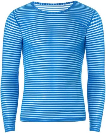 Чоловіча футболка з прозорою смугастою тканиною, білий колір (M, блакитний)