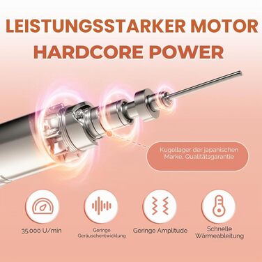 Професійний електричний апарат для манікюру та педикюру JCMaster TouchPro+ 35000 об/хв, набір для нарощування гелевих та акрилових нігтів з 4 фрезами та сенсорним керуванням