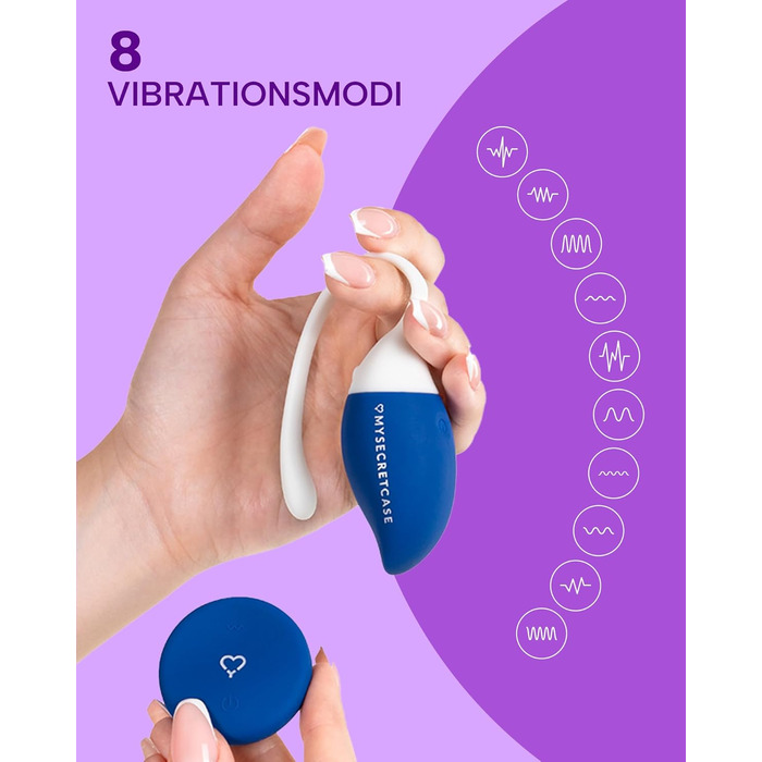 Віброяйце з дистанційним керуванням MySecretCase – вібратор для чоловіків, жінок та пар, стимулятор G-точки, для дорослих, блакитний