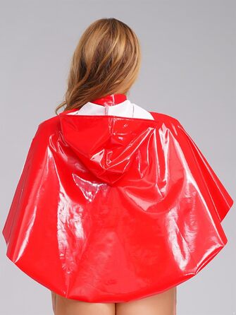 Латексний боді з капюшоном Vxuje для жінок, готичний костюм, катан, клуби (4XL, червоний)