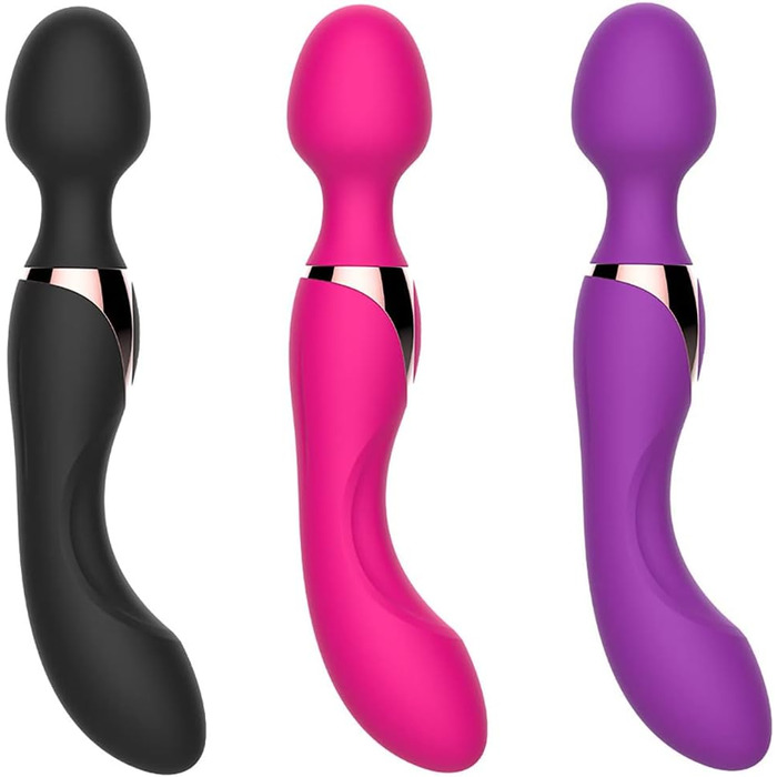 Масажний стрижень JFRong з силікону з двома головками, 10 режимів вібрації, масажер для жінок (клітора та G-точки), стимулятор з двома моторами, секс-іграшка для чоловіків, жінок, пар (рожевий)