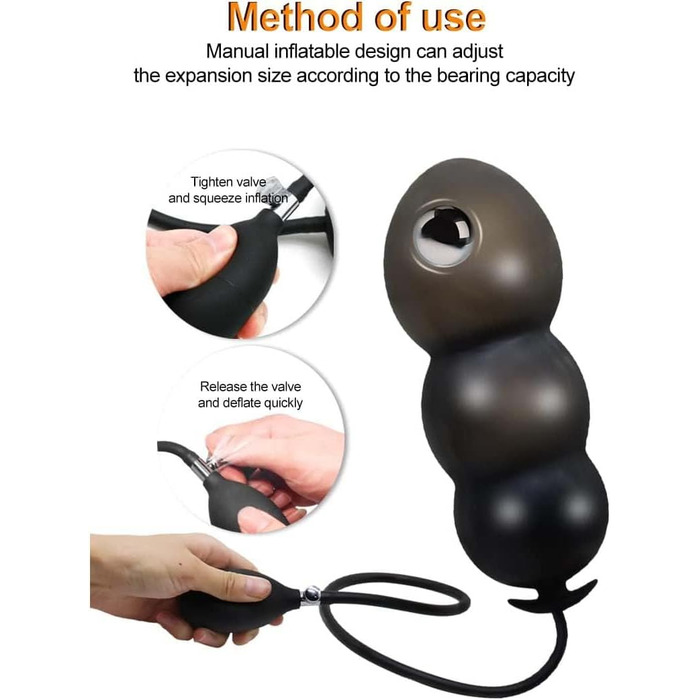 Надувний анальний дildo-розтягувач з підсвічуванням (чорний)