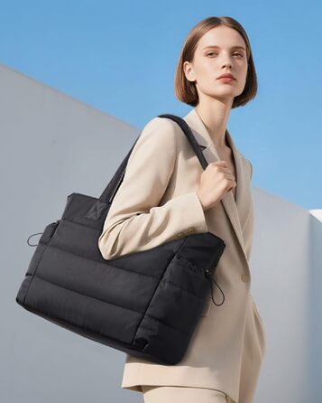 Жіноча сумка-шопер LOVEVOOK велика тканинна сумка Tote Bag для ноутбука 17.3 дюймів, робоча сумка для вчителів та офісу з маленькою сумкою в комплекті (чорна, 2 шт)