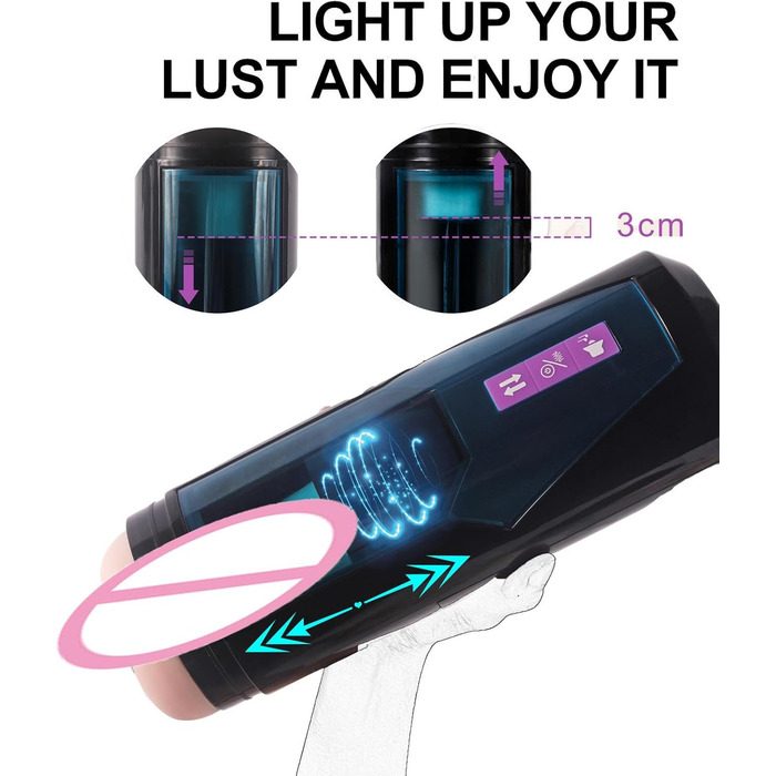 Автоматичний електричний масажер для чоловіків з 4 телескопічними функціями та 9 вібраціями