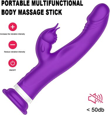 Вібратор JFRong 3-в-1 з присоскою та функцією нагріву для жінок, силікон, 10 режимів, тихий, стимулятор G-точки та клітора, еротична іграшка для жінок та пар, колір: фіолетовий